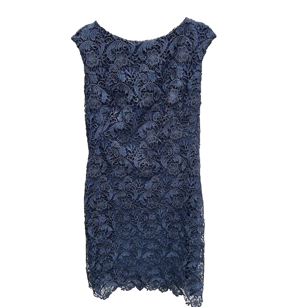 Lauren‎ Ralph Lauren Womens Dress Floral Lace Cap Sleeve Cocktail Blue Size 8